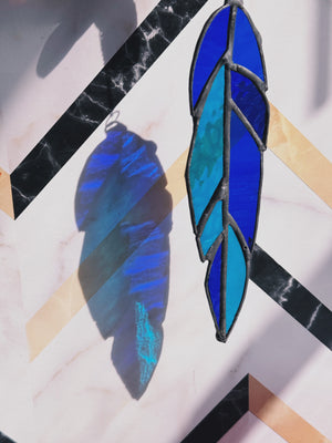 Open image in slideshow, Stained Glass Feather Suncatcher
