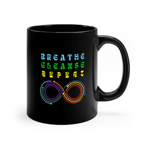 Open image in slideshow, Breathe Cleanse Repeat 11oz Black Mug
