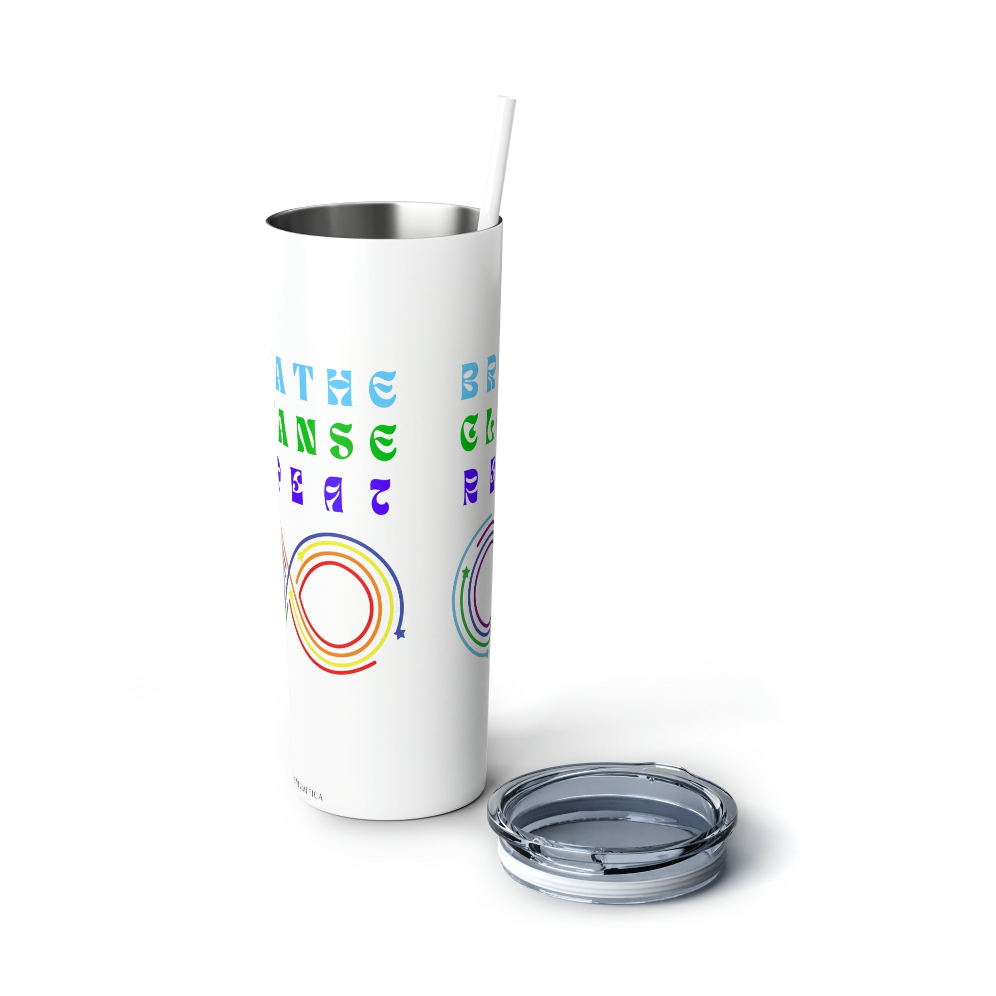 Breathe Cleanse Repeat Skinny Steel Tumbler with Straw, 20oz