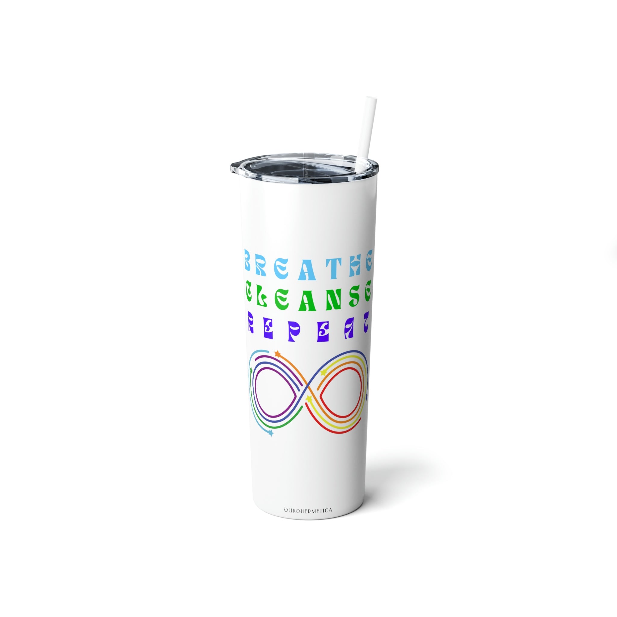Breathe Cleanse Repeat Skinny Steel Tumbler with Straw, 20oz