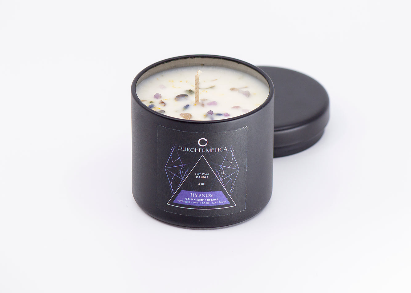 Hypnos Ritual Soy Candle with Botanicals & Amethyst